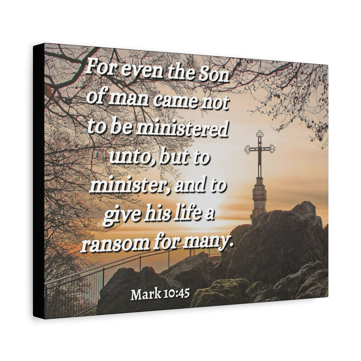 Scripture Canvas Son Of Man Mark 10:45 Christian Wall Art Bible Verse Print Ready to Hang