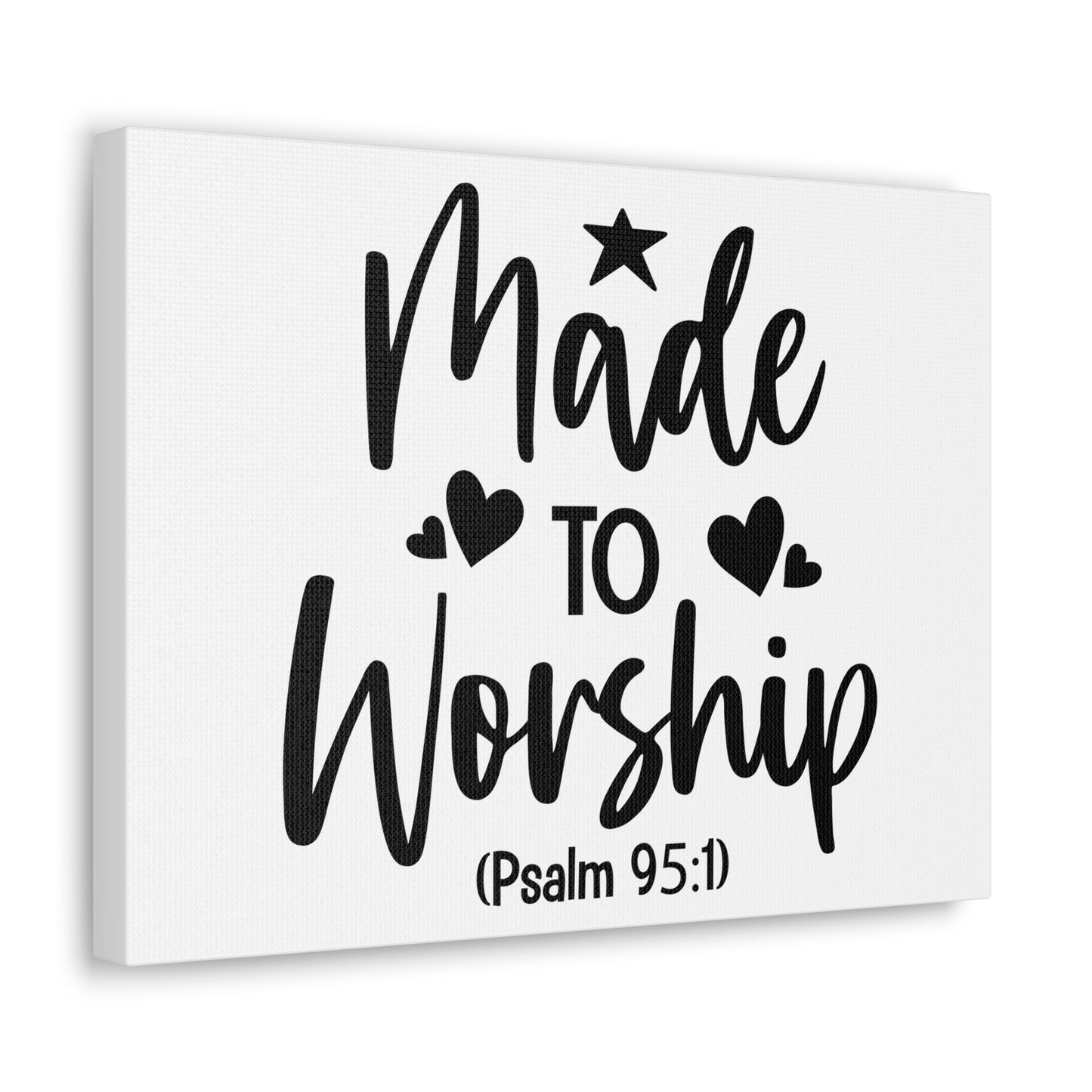 To Worship Psalm 95:1 Star & Hearts Bible Verse Canvas Christian Wall Art Ready to Hang