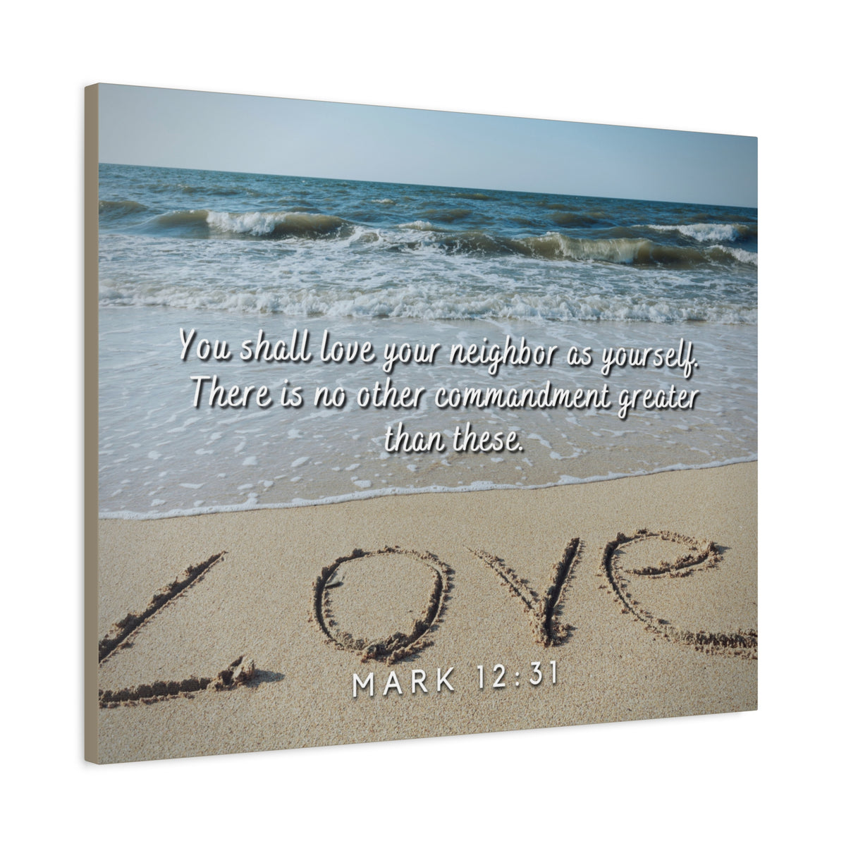 Scripture Canvas Love Your Neighbor Mark 12:31 Christian Wall Art Bible Verse Print Ready to Hang
