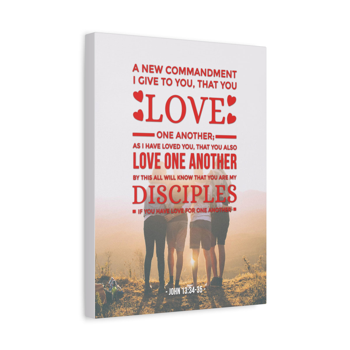 Scripture Canvas Love One Another John 13:34-35  Christian Wall Art Bible Verse Print Ready to Hang