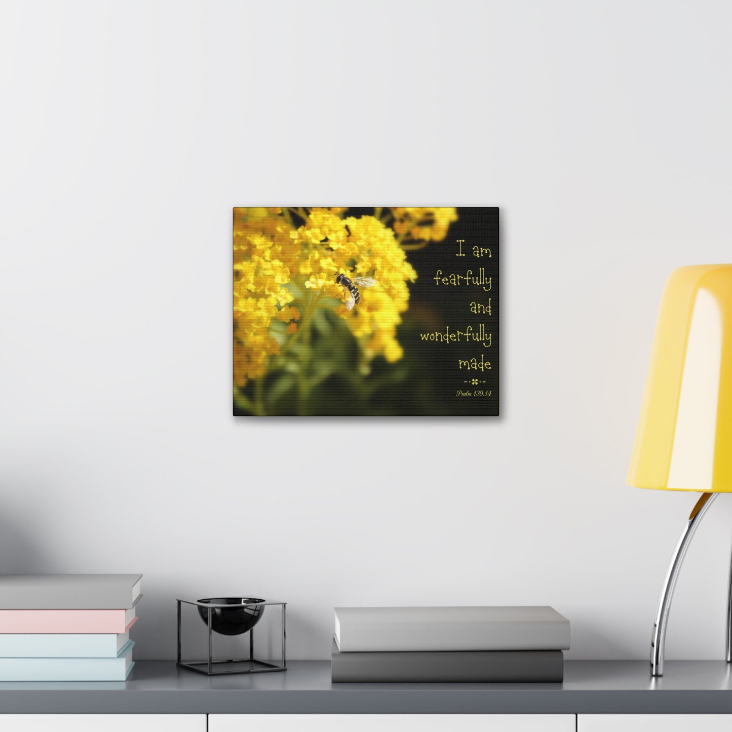 Wonderfully Made Psalm 139:14 Bee Bible Verse Canvas Christian Wall Art Ready to Hang