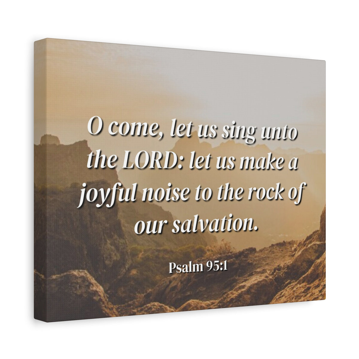 Scripture Canvas Our Salvation Psalm 95:1 Christian Wall Art Bible Verse Print Ready to Hang