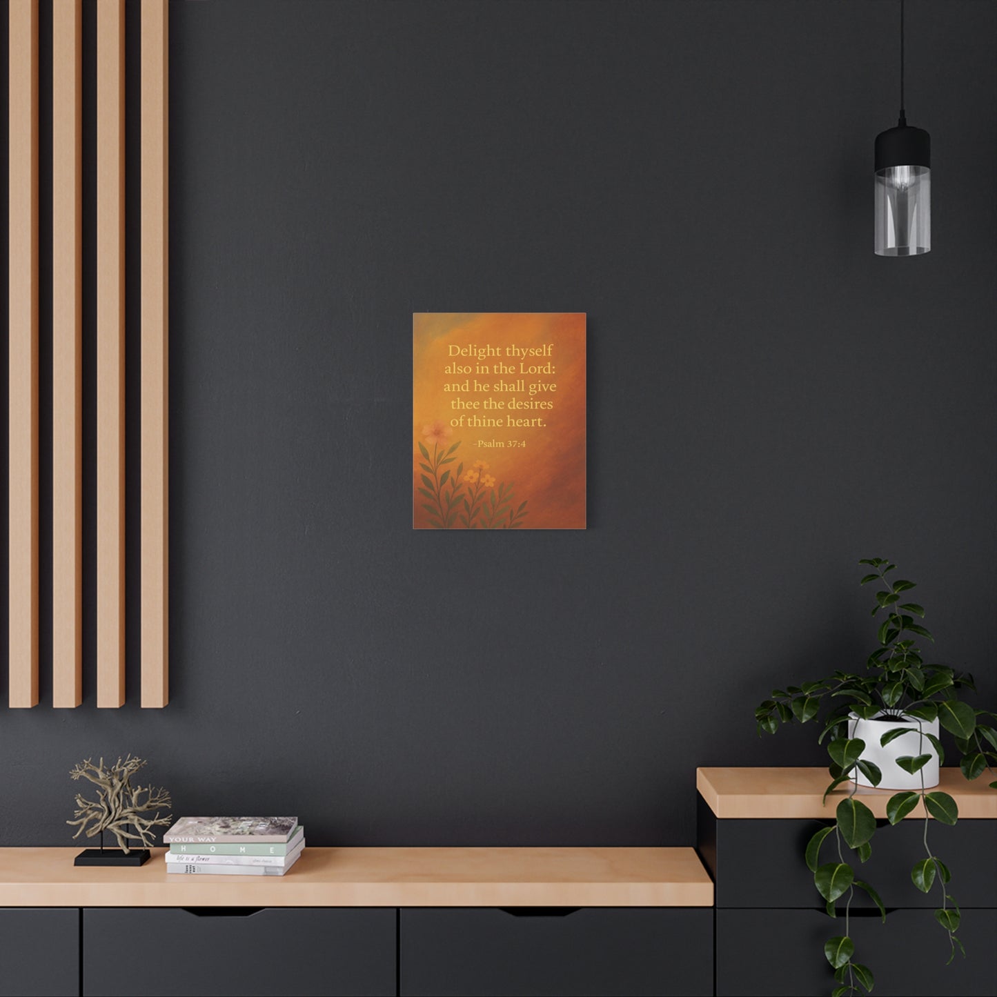 Bible Verse Canvas Psalm 37:4 Christian Home Décor Wall Art Scripture Ready to Hang Faith Print