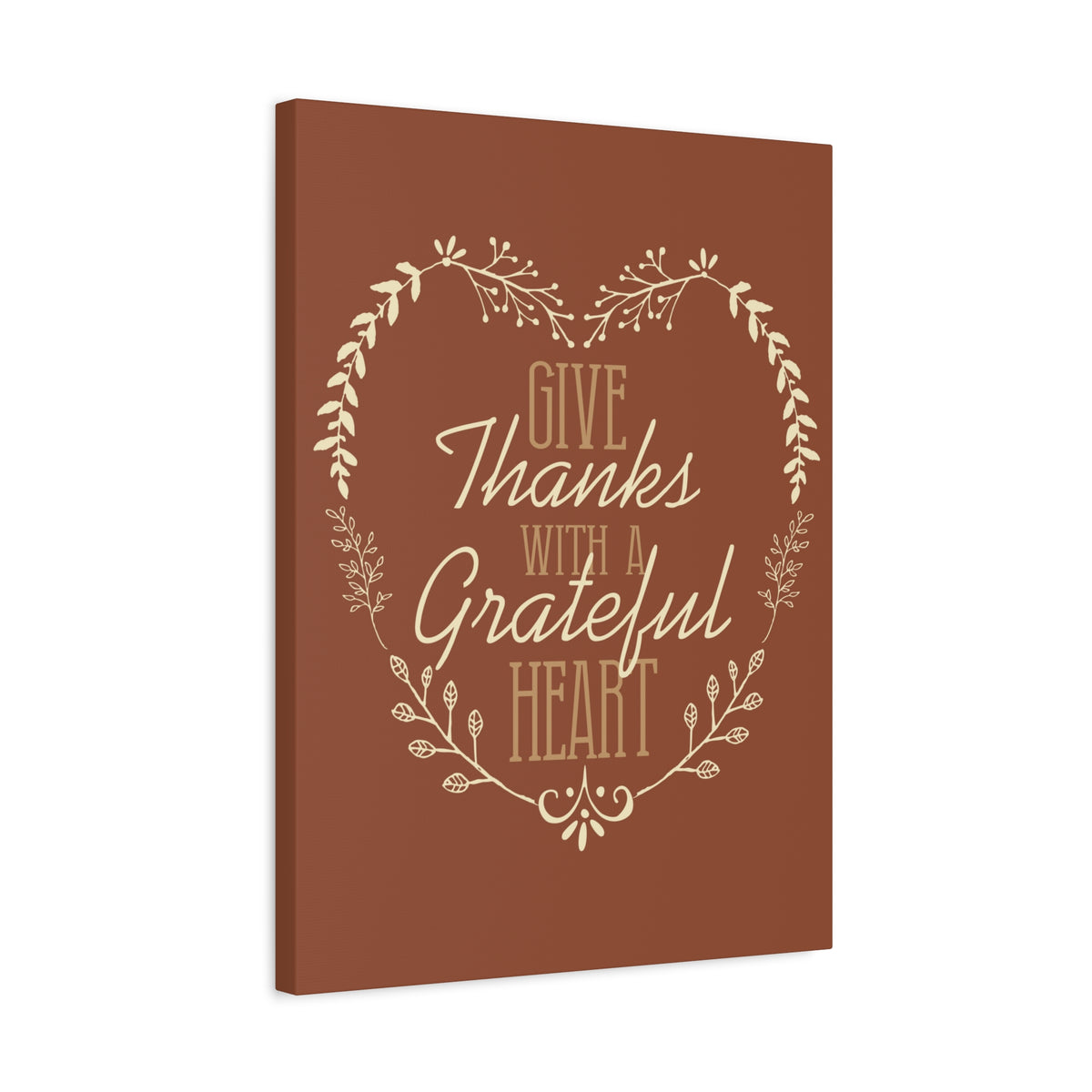 Scripture Canvas Grateful Heart 1 Thessalonians 5:18 Red Brown Christian Wall Art Bible Verse Print Ready to Hang