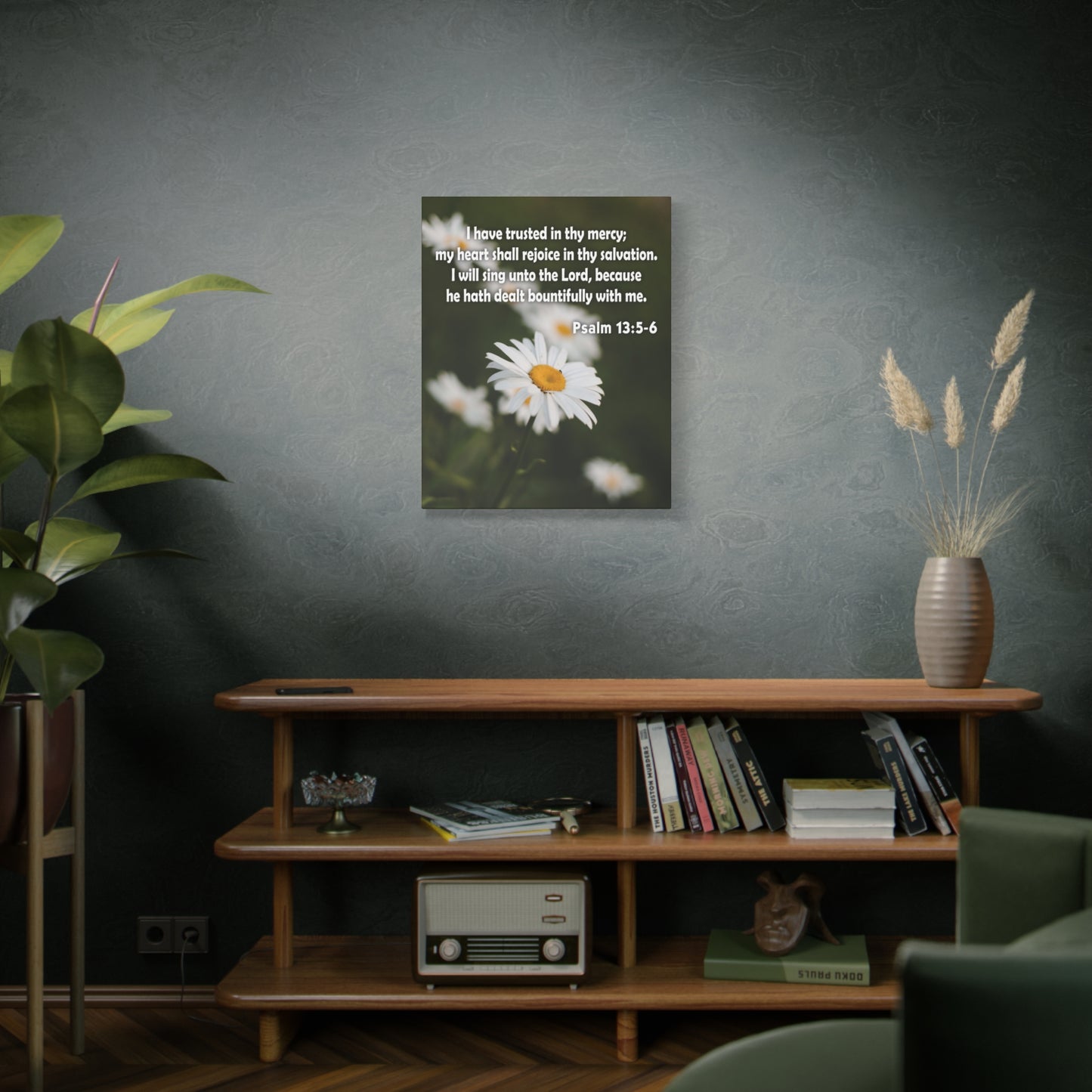 Scripture Canvas Rejoice in Thy Salvation Psalm 13:5-6 Christian Wall Art Bible Verse Print Ready to Hang