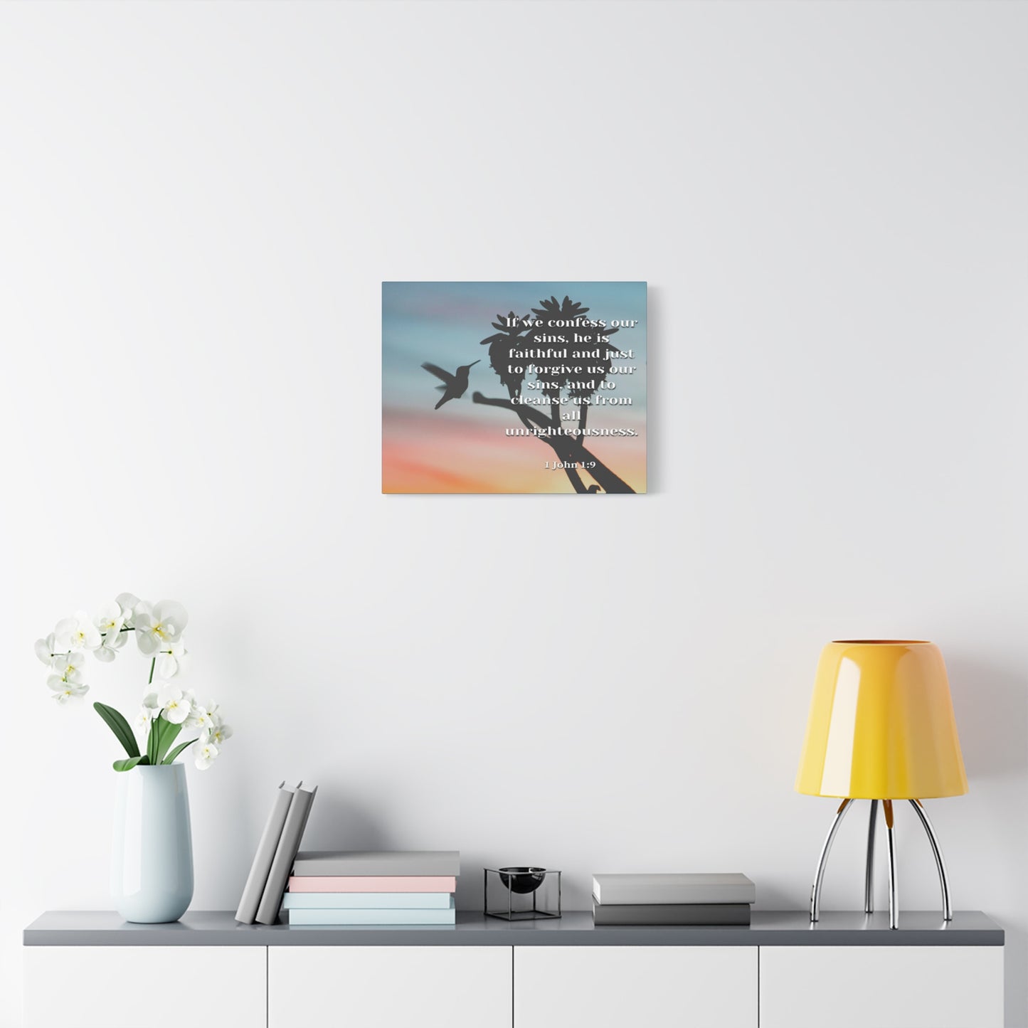 Scripture Canvas Forgive Us 1 John 1:9 Christian Wall Art Bible Verse Print Ready to Hang