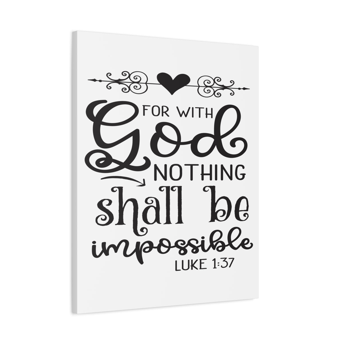Scripture Canvas For With God Luke 1:37 Christian Wall Art Bible Verse Print Ready to Hang