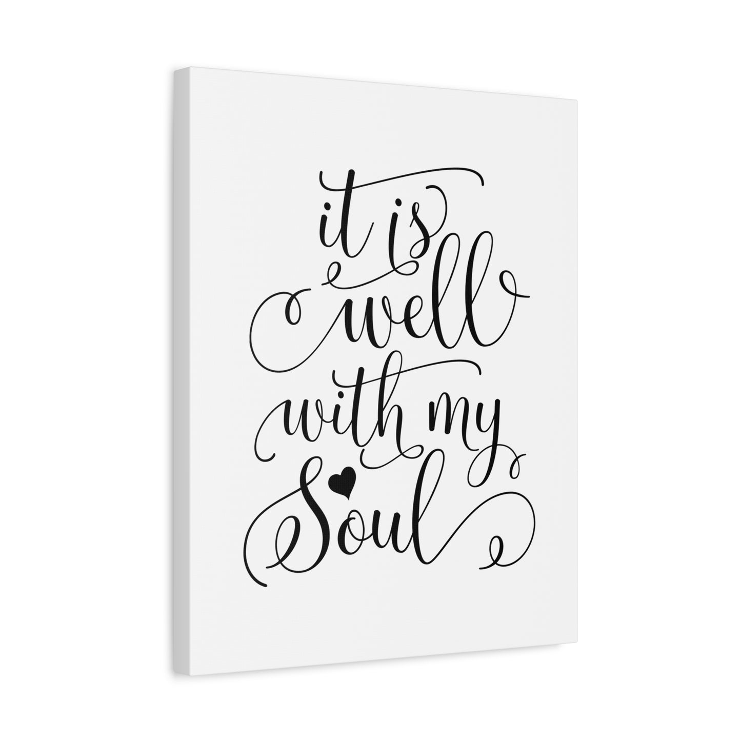 Scripture Canvas It Is Well With My Soul Psalm 42:7 Heart Christian Wall Art Bible Verse Print Ready to Hang