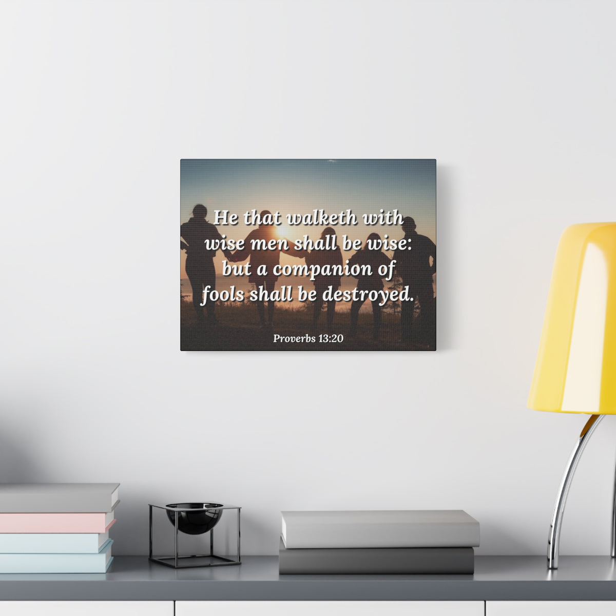 Scripture Canvas Walk With Wise Men Proverbs 13:20 Christian Wall Art Bible Verse Print Ready to Hang