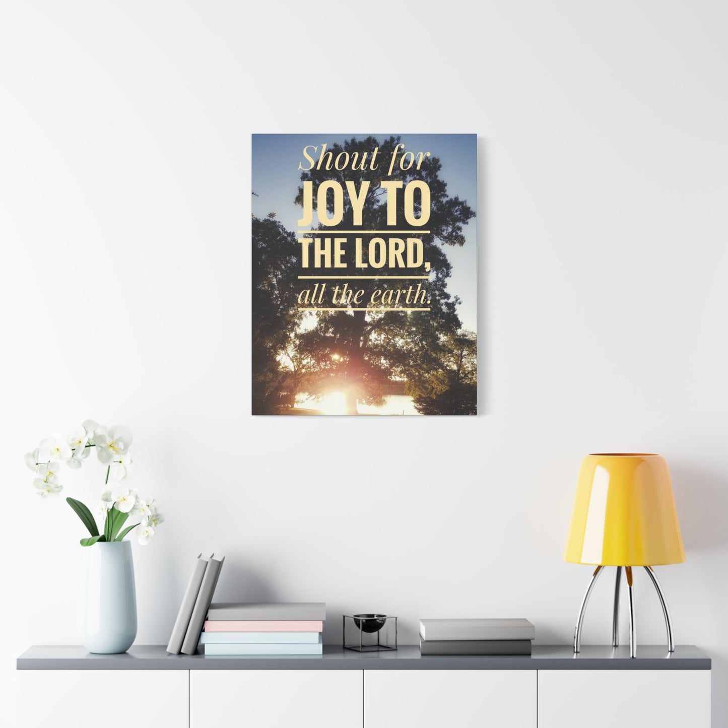 Scripture Canvas Joy To The Lord Psalms 100:1 Christian Wall Art Bible Verse Print Ready to Hang