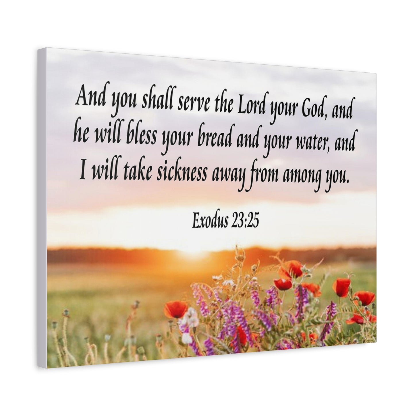 Bible Verse Canvas And You Shall Serve the Lord Exodus 23:25 Scripture Wall Art Christian Home Decor