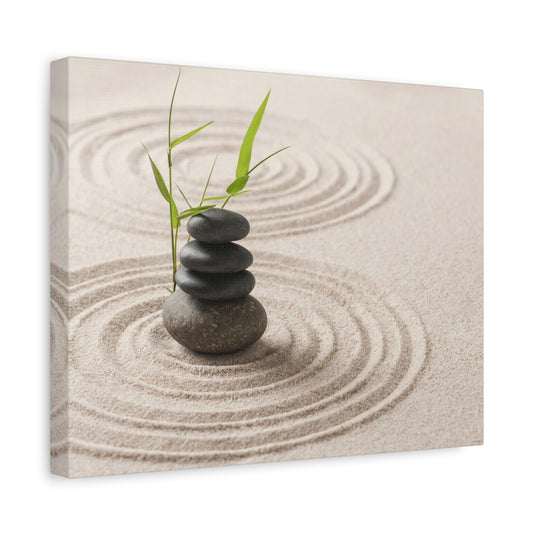 Zen Stones Sand Forest Floral Nature Photography Canvas Wall Art for Home Decor Ready-to-Hang