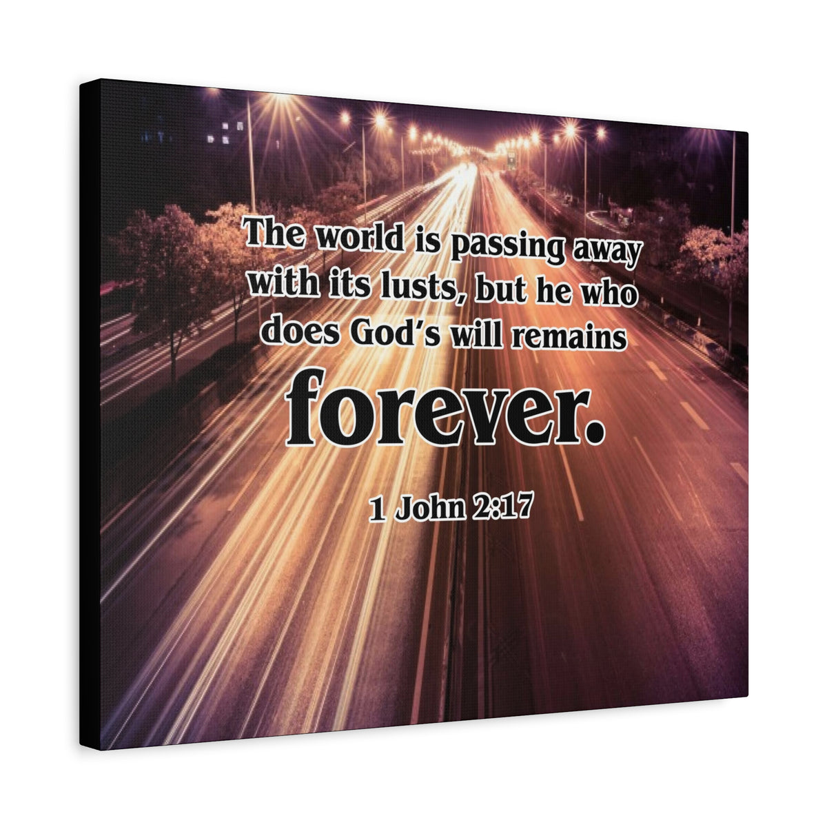 Scripture Canvas Forever 1 John 2:17 Christian Wall Art Bible Verse Print Ready to Hang