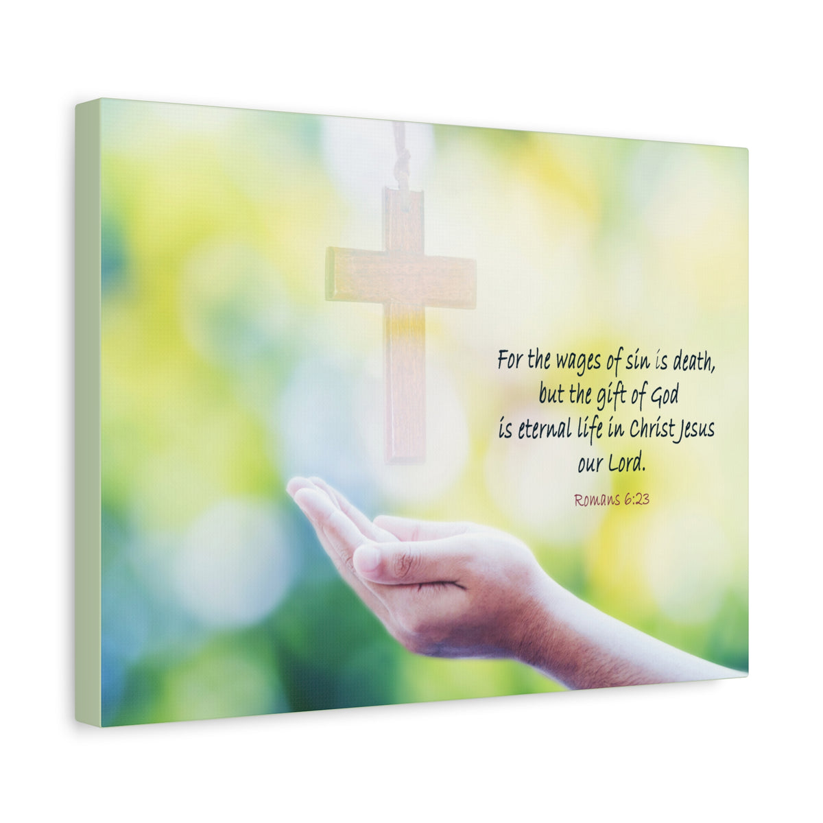 Scripture Canvas Gift Of God Romans 6:23 Christian Wall Art Bible Verse Print Ready to Hang