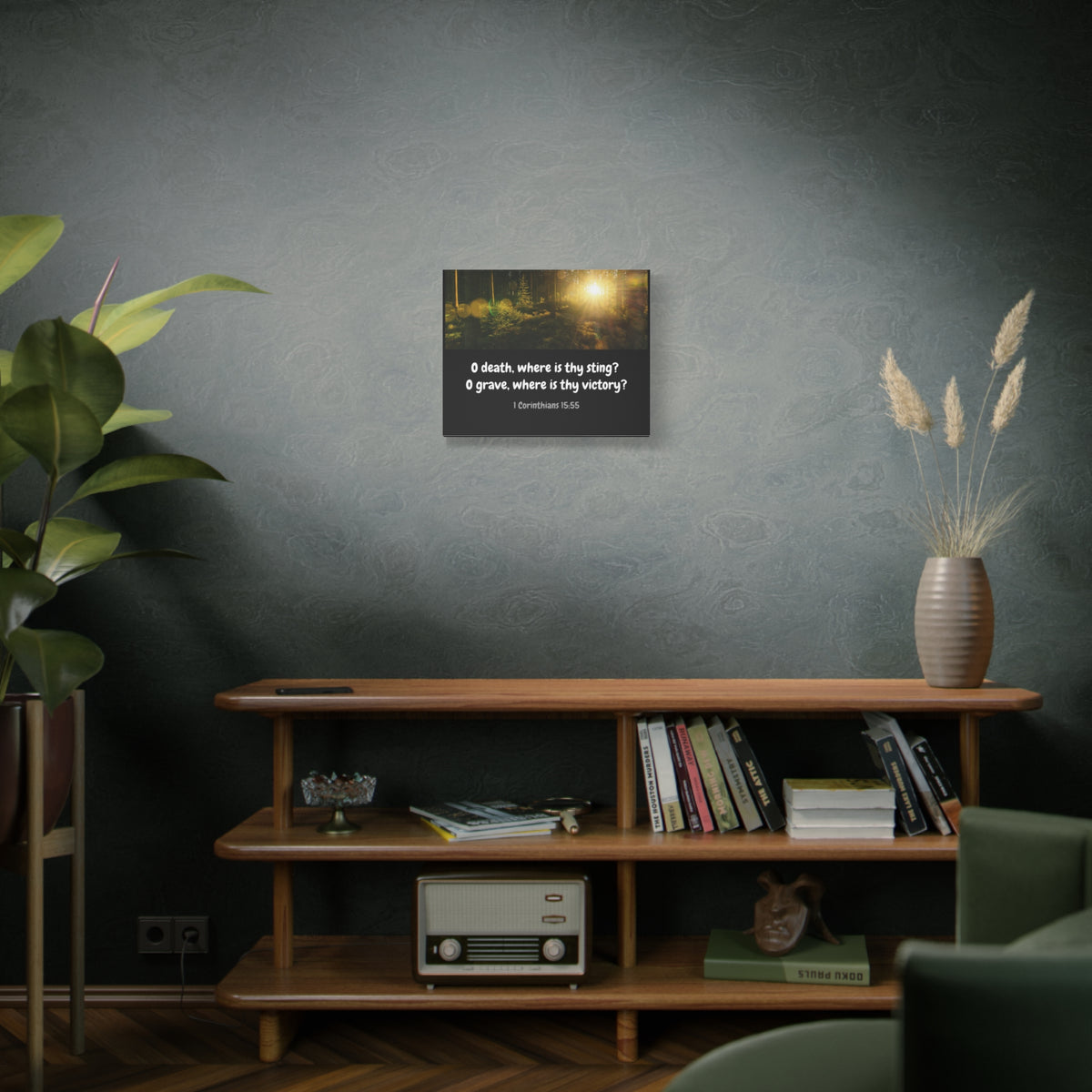 Scripture Canvas Victory Over Death 1 Corinthians 15:55 Christian Wall Art Bible Verse Print Ready to Hang