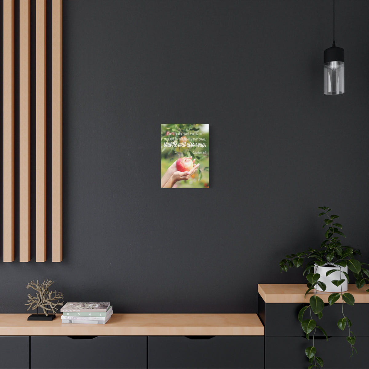 Scripture Canvas Man Reaps What He Sows Galatians 6:7 Christian Wall Art Bible Verse Print Ready to Hang