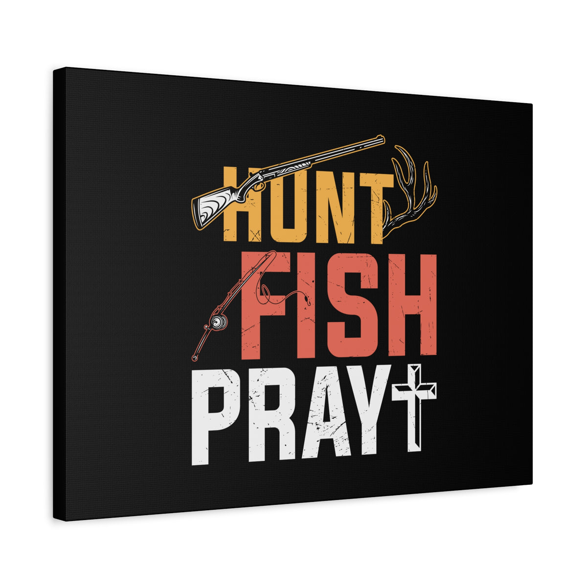 Scripture Canvas Hunt, Fish, Pray Jeremiah 16:16 Christian Wall Art Bible Verse Print Ready to Hang