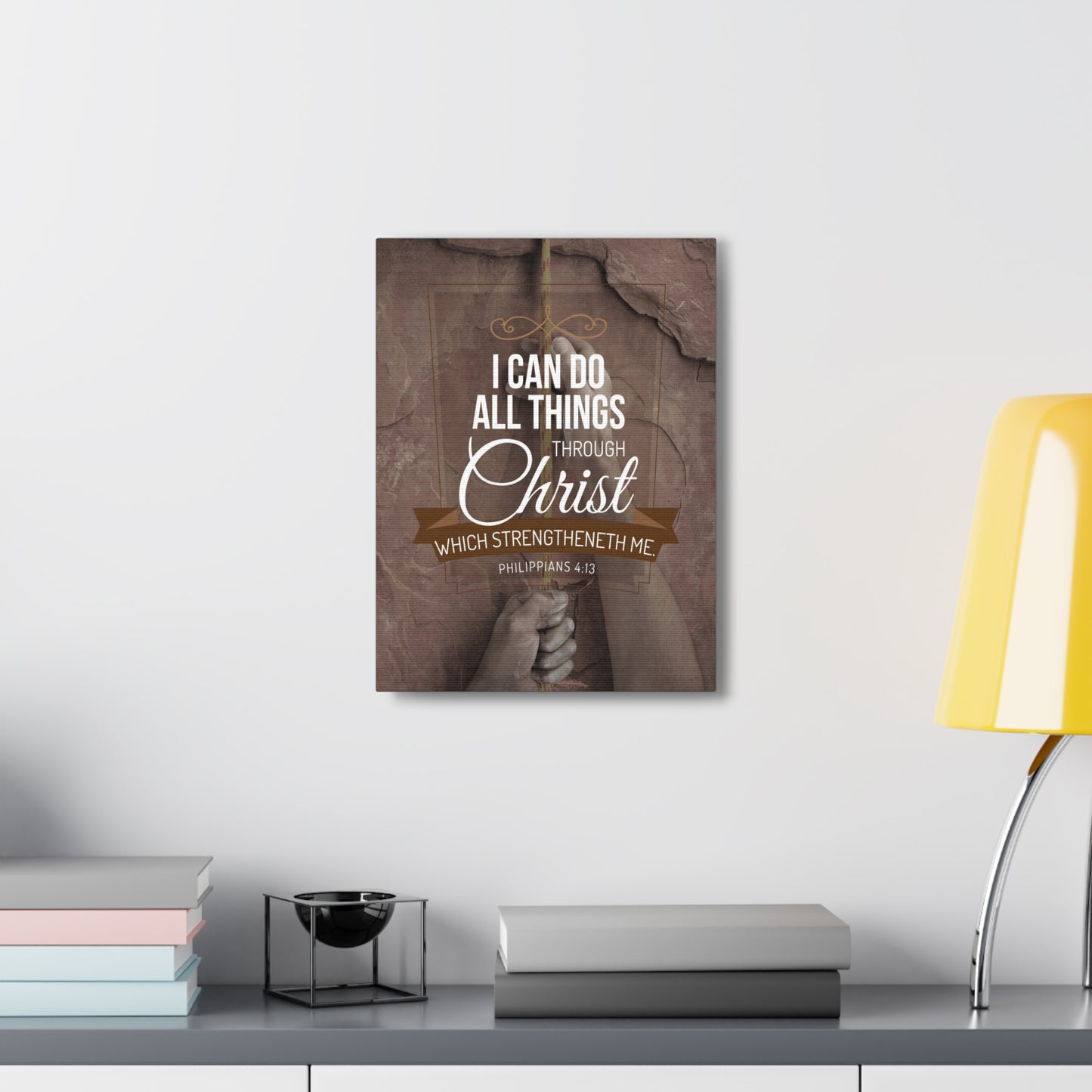 Through Christ Philippians 4:13 Christian Wall Art Bible Verse Print Ready to Hang
