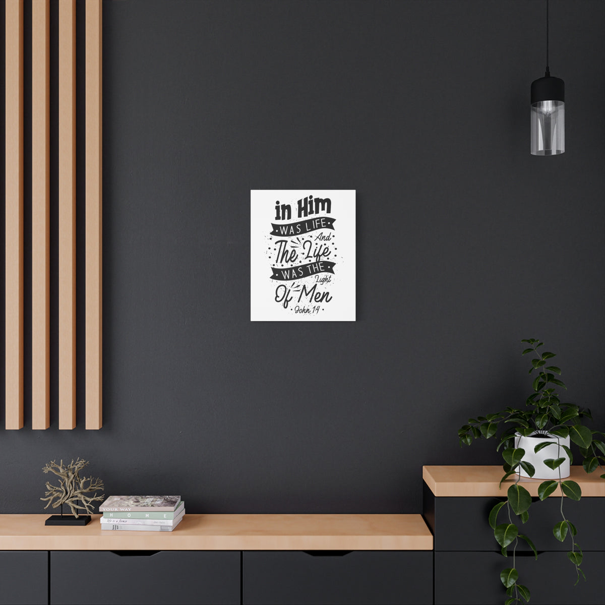 Scripture Canvas In Him Was Life John 1:4 Christian Wall Art Bible Verse Print Ready to Hang