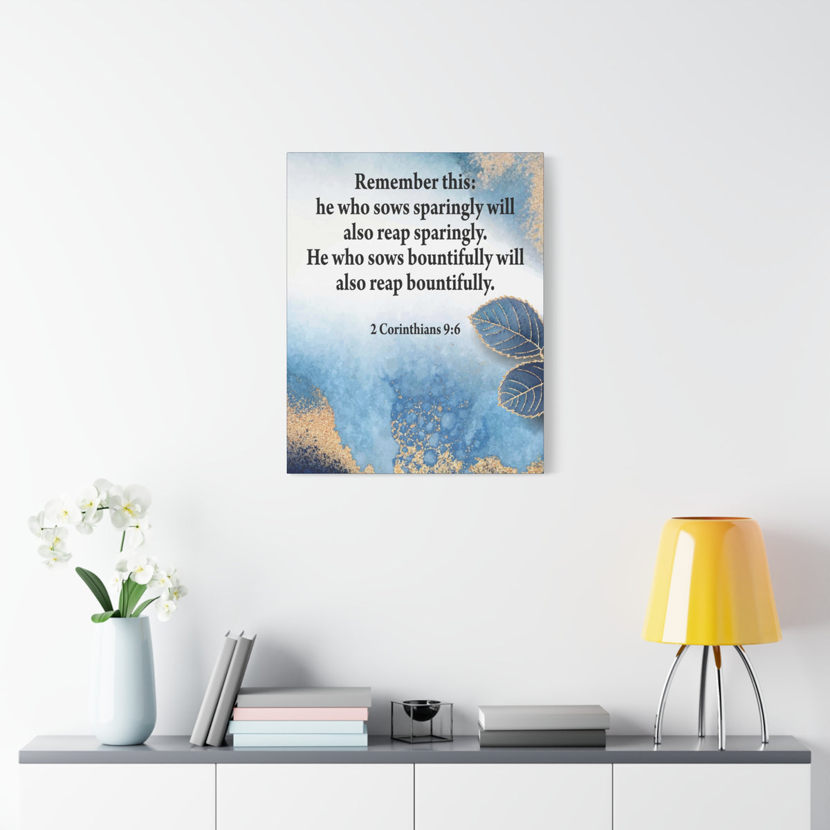 Scripture Canvas Reap What You Sow 2 Corinthians 9:6 Christian Wall Art Bible Verse Print Ready to Hang