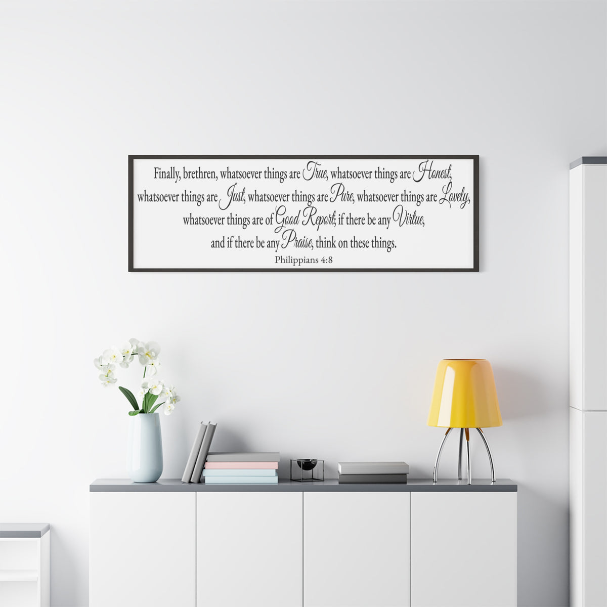 Scripture Walls Seeking Philippians 4:8 White Bible Verse Canvas Christian Wall Art Ready to Hang Unframed