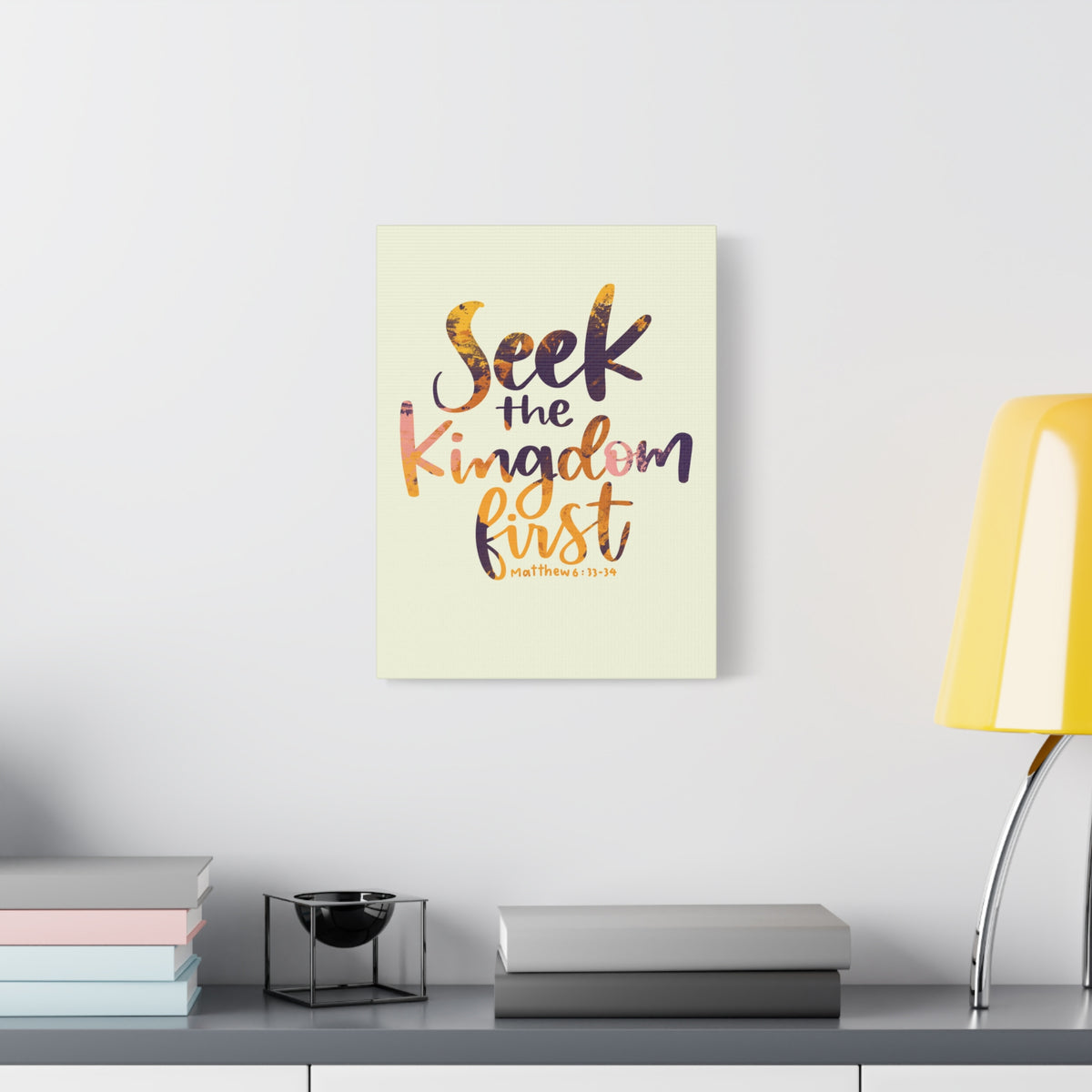 Scripture Canvas Seek The Kingdom First Matthew 6:33-34 Wall Art Bible Verse Print Ready to Hang