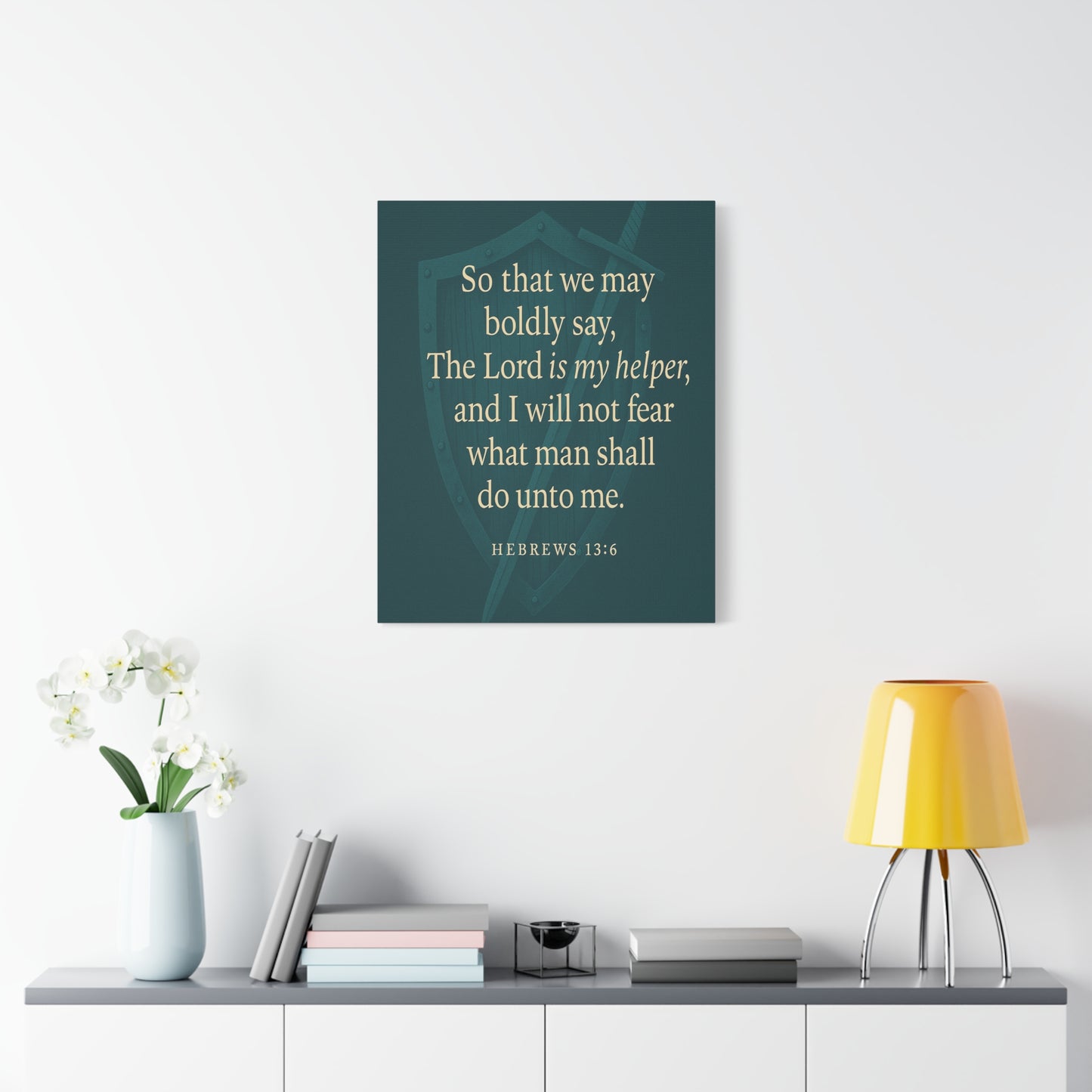 Bible Verse Canvas Hebrews 13:6 Christian Home Décor Wall Art Scripture Ready to Hang Faith Print