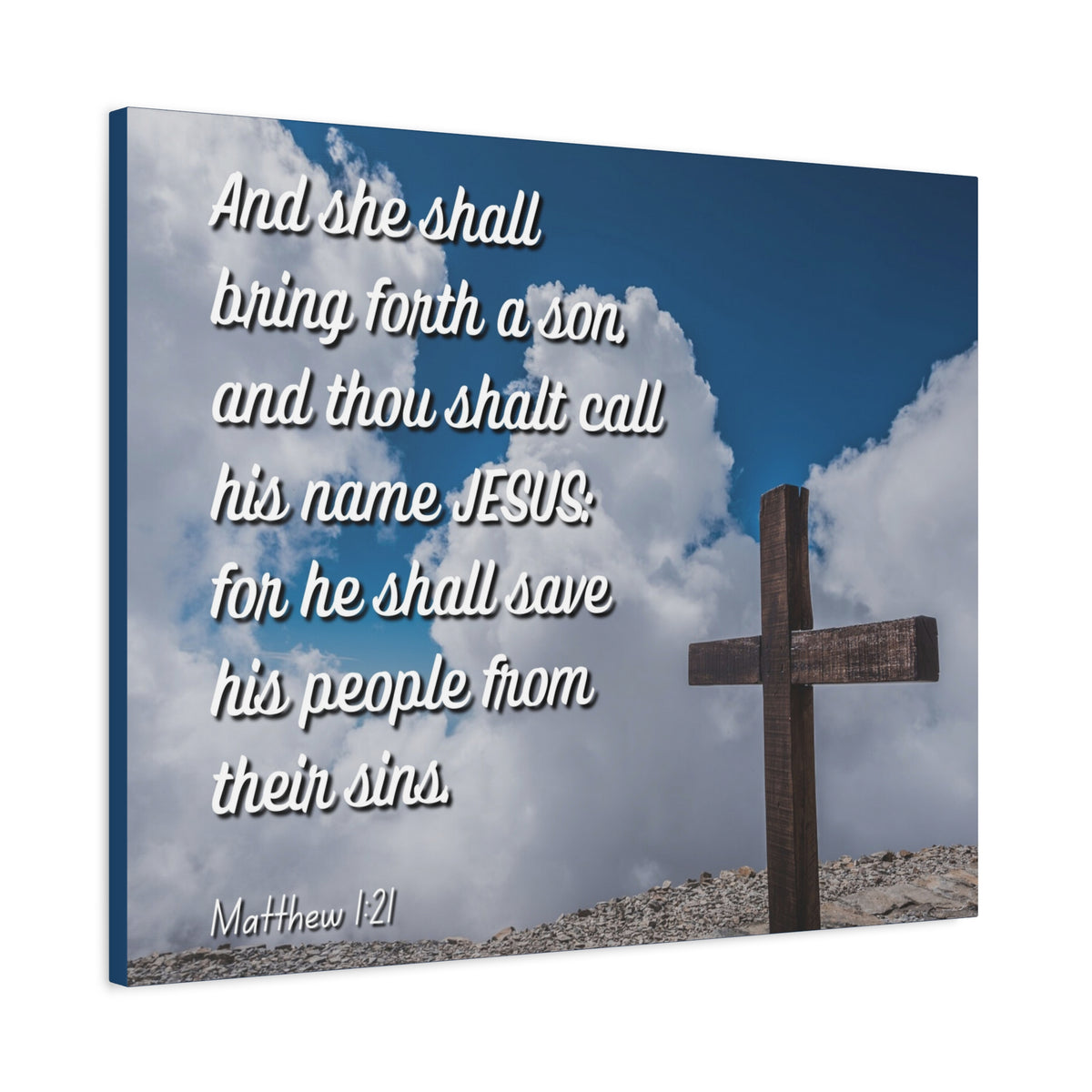 Scripture Canvas Save His People Matthew 1:21 Christian Wall Art Bible Verse Print Ready to Hang