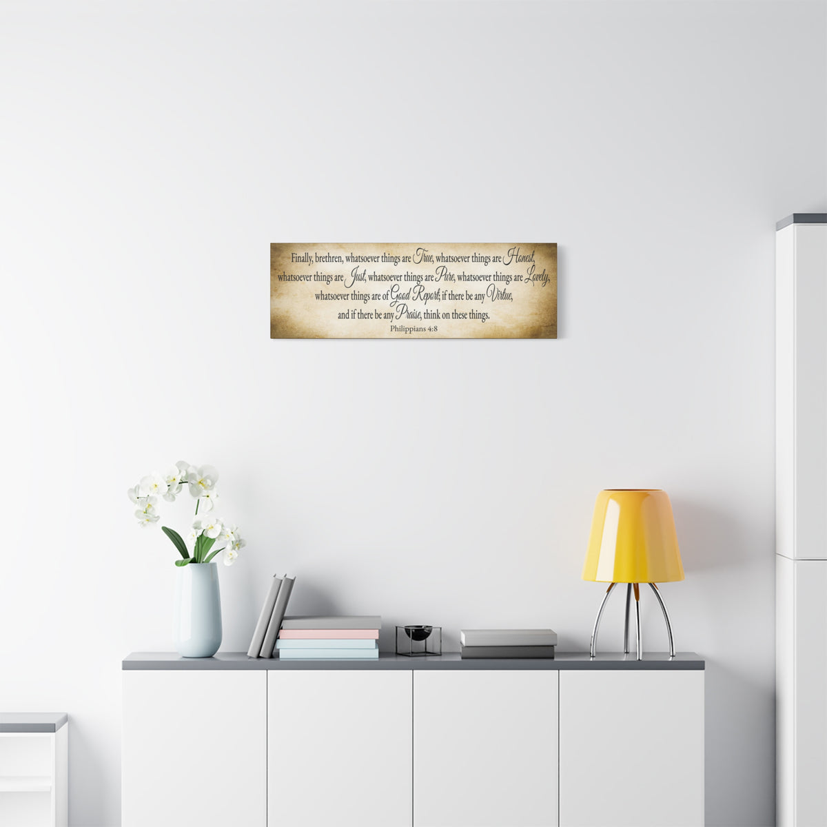 Scripture Walls Seeking Philippians 4:8 Gold Bible Verse Canvas Christian Wall Art Ready to Hang Unframed