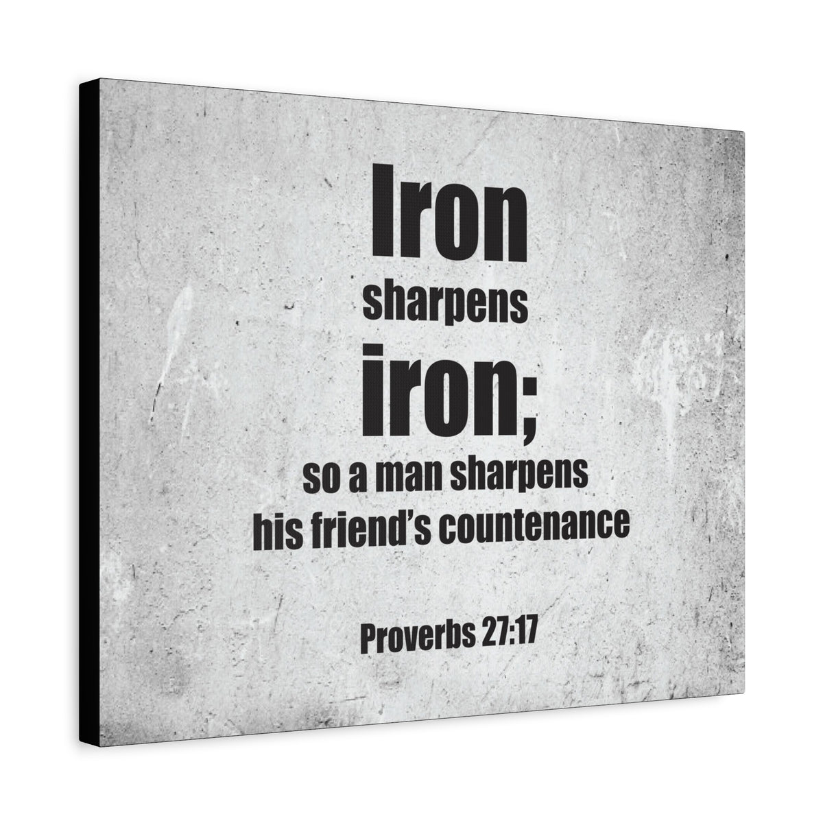 Scripture Canvas Iron Sharpens Iron Proverbs 27:17 Christian Wall Art Bible Verse Print Ready to Hang
