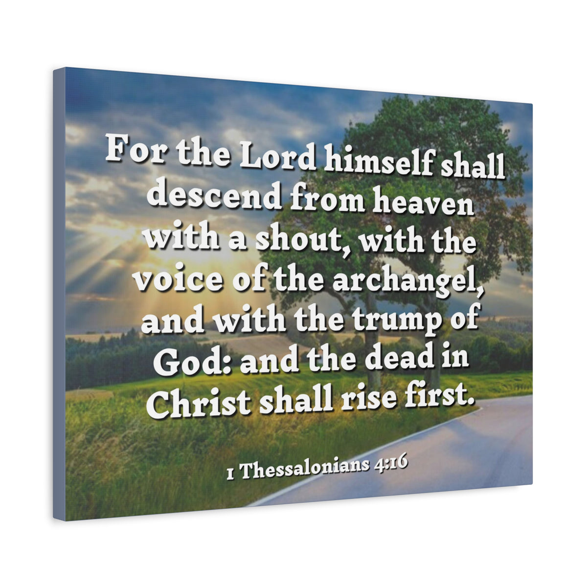 Scripture Canvas Rise 1 Thessalonians 4:16 Christian Wall Art Bible Verse Print Ready to Hang