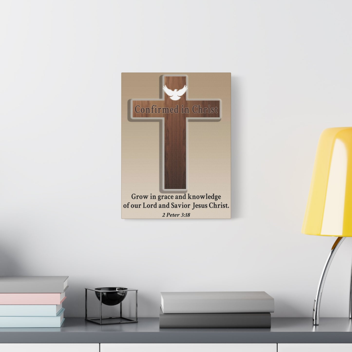 Scripture Walls 2 Peter 3:18 Confirmed in Christ Cross Bible Canvas Christian Wall Art Ready to Hang Unframed