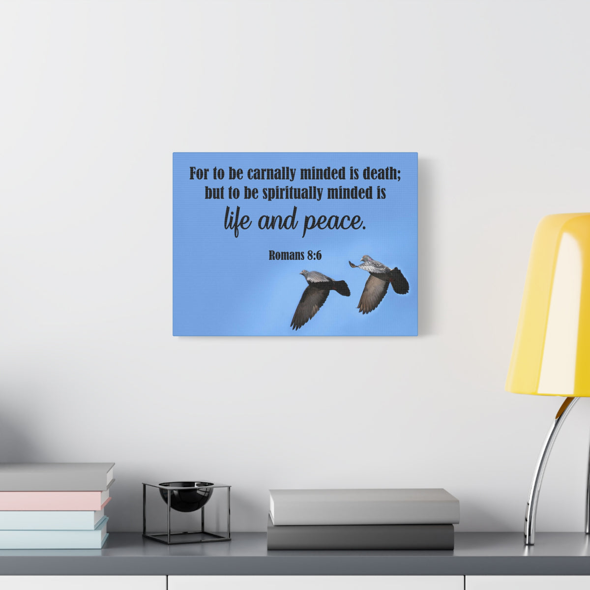 Scripture Canvas Spiritually Minded Romans 8:6 Christian Wall Art Bible Verse Print Ready to Hang