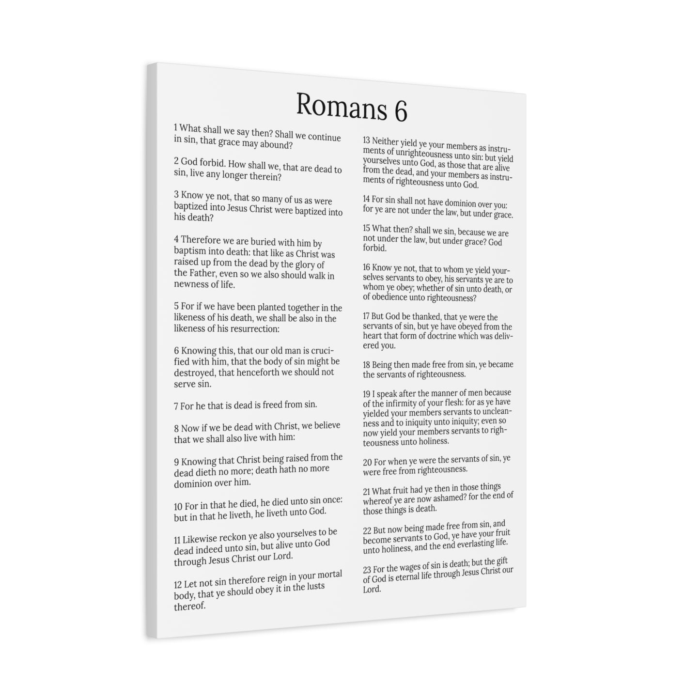 Scripture Walls Sanctification Roman 6 White Chapter Christian Wall Art Print Ready to Hang Unframed