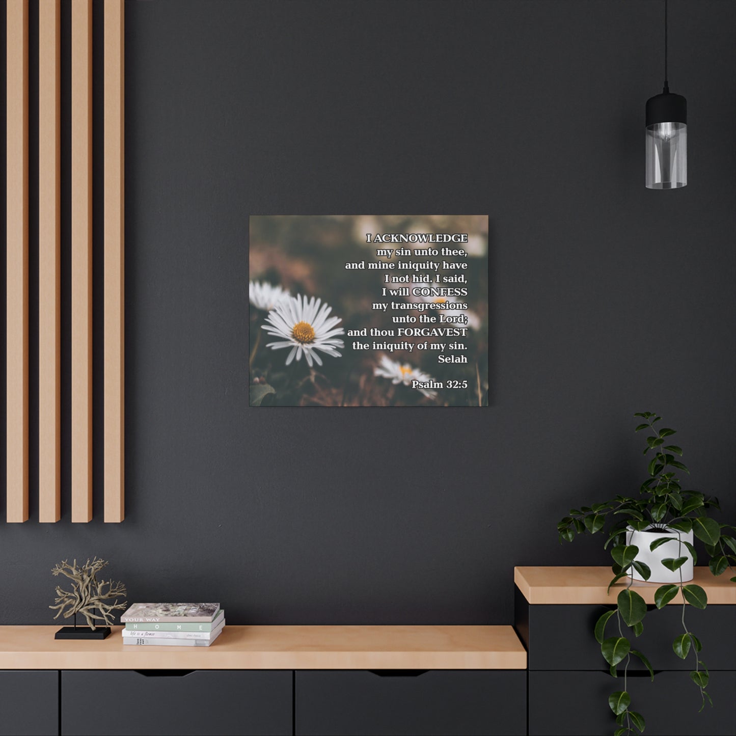 Bible Verse Canvas Acknowledge and Confess Unto the Lord Psalm 32:5 Wall Art Christian Home Decor