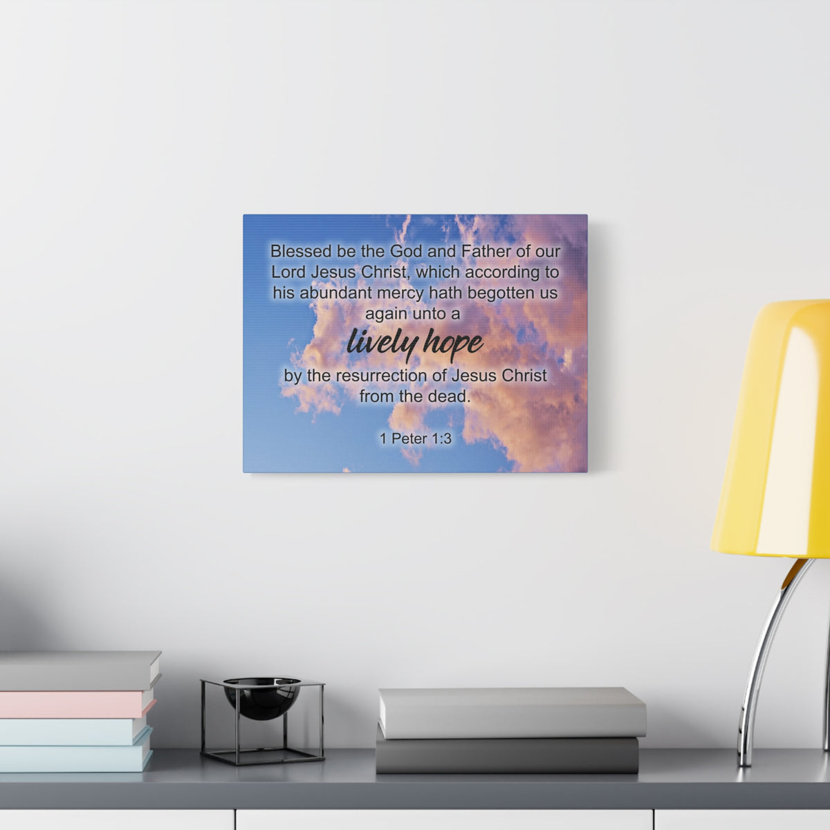 Scripture Canvas Lively Hope 1 Peter 1:3 Christian Wall Art Bible Verse Print Ready to Hang