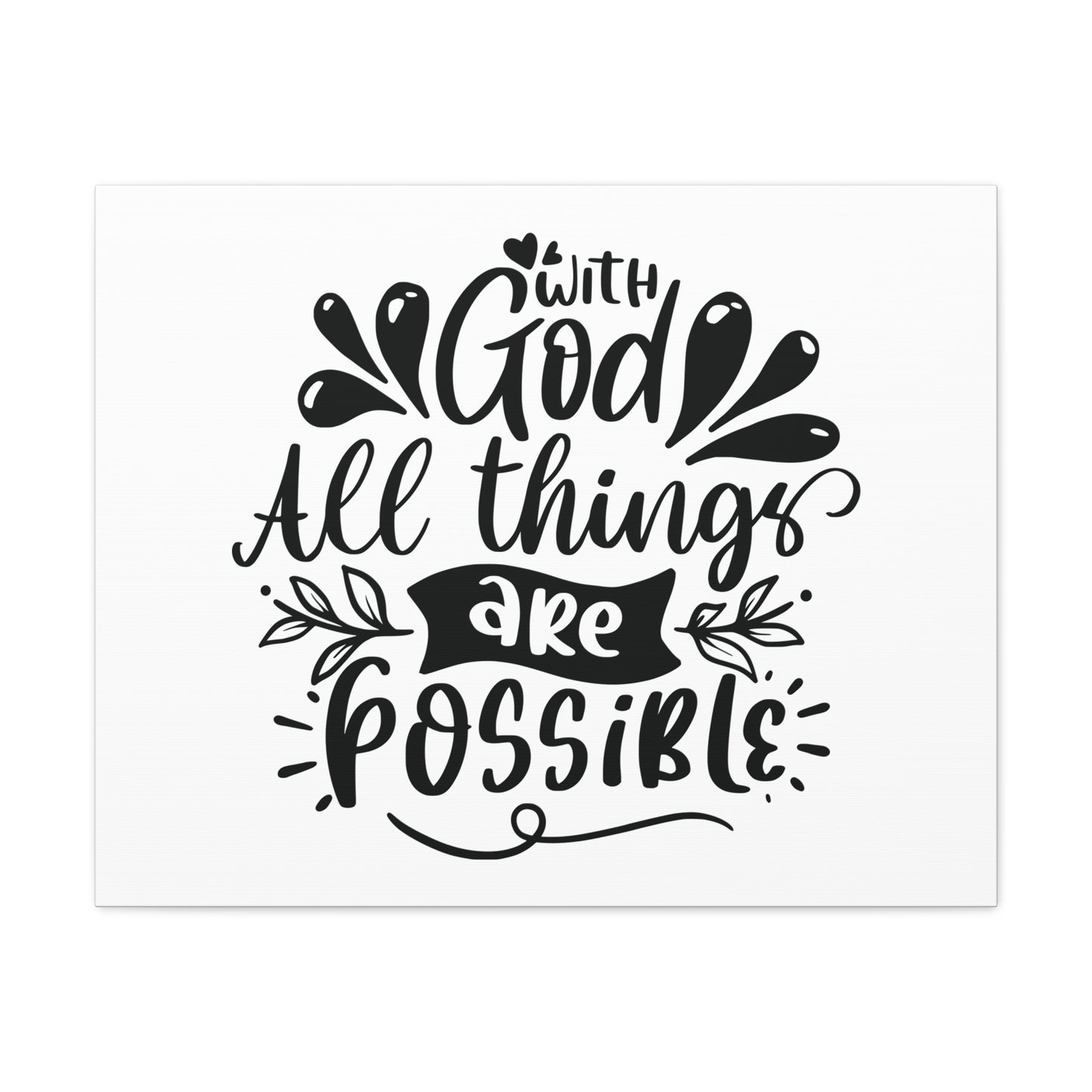 With God All Things Are Possible Matthew 19:26 Christian Wall Art Bible Verse Print Ready to Hang
