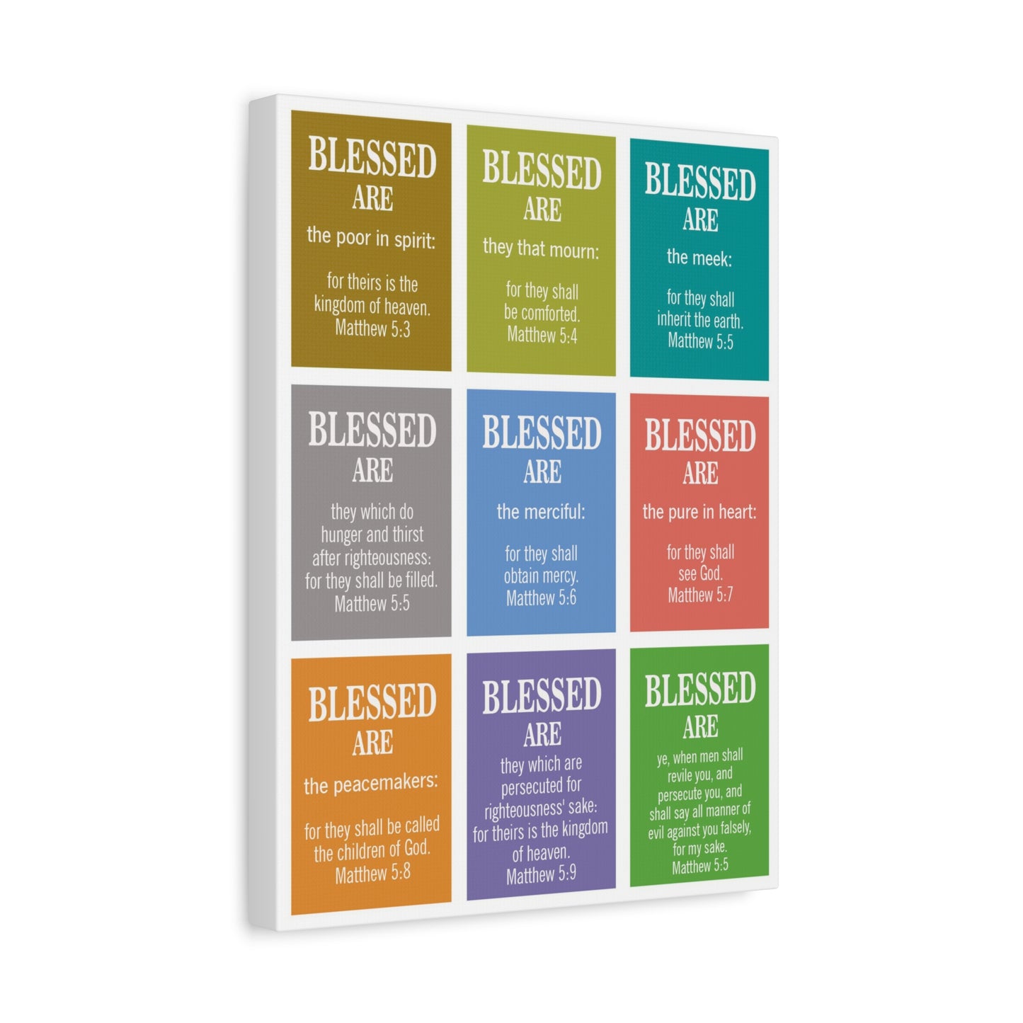 Bible Verse Canvas The Beatitudes Matthew 5:3‭-‬11 KJV Christian Home Decor Scripture Art