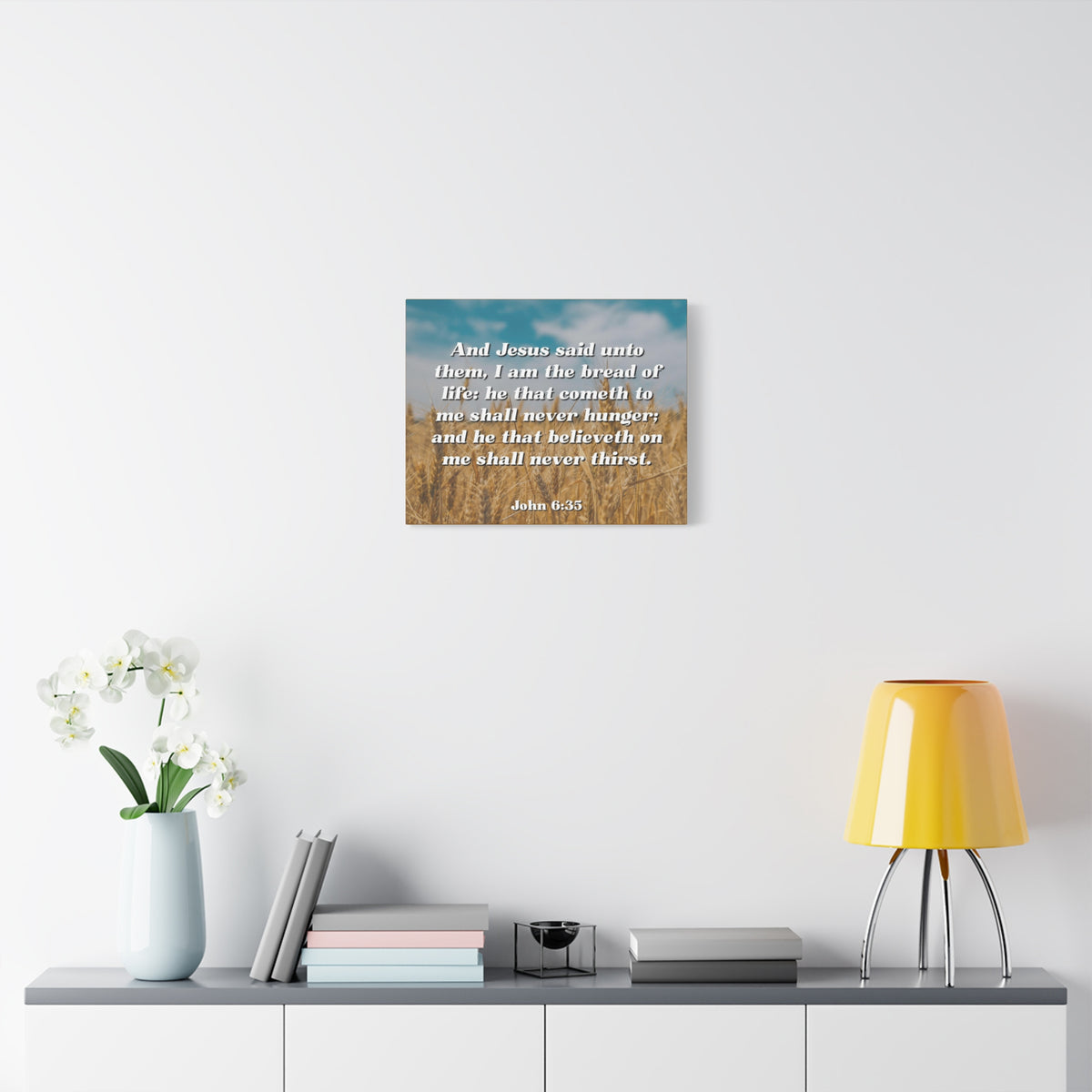 Scripture Canvas Bread Of Life John 6:35 Christian Wall Art Bible Verse Print Ready to Hang