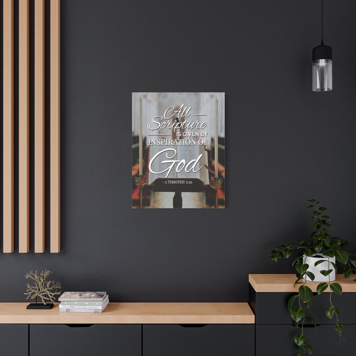 Scripture Canvas All Scripture 2 Timothy 3:16 Christian Wall Art Bible Verse Print Ready to Hang