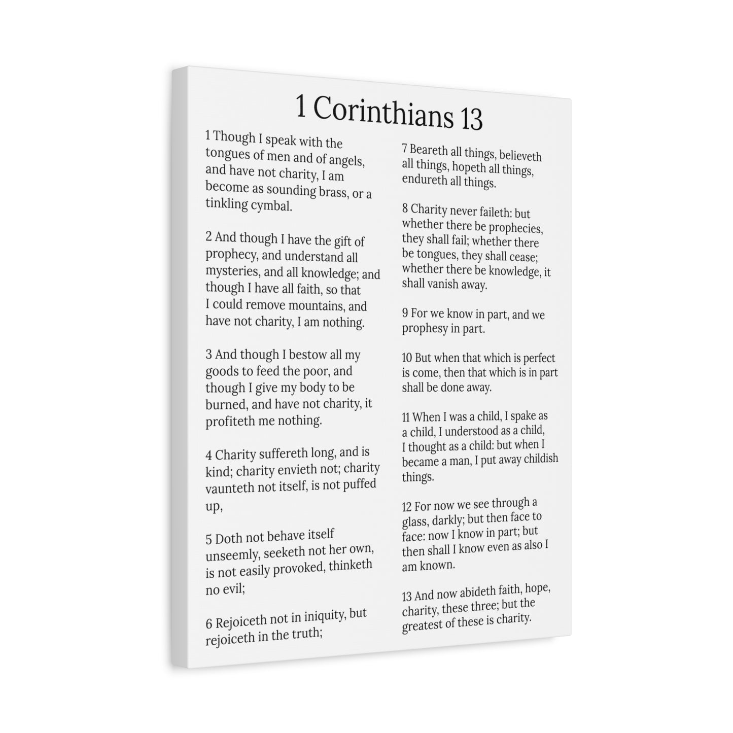 Scripture Walls 1 Corinthians 13 Love Chapter White Christian Wall Art Print Ready to Hang Unframed