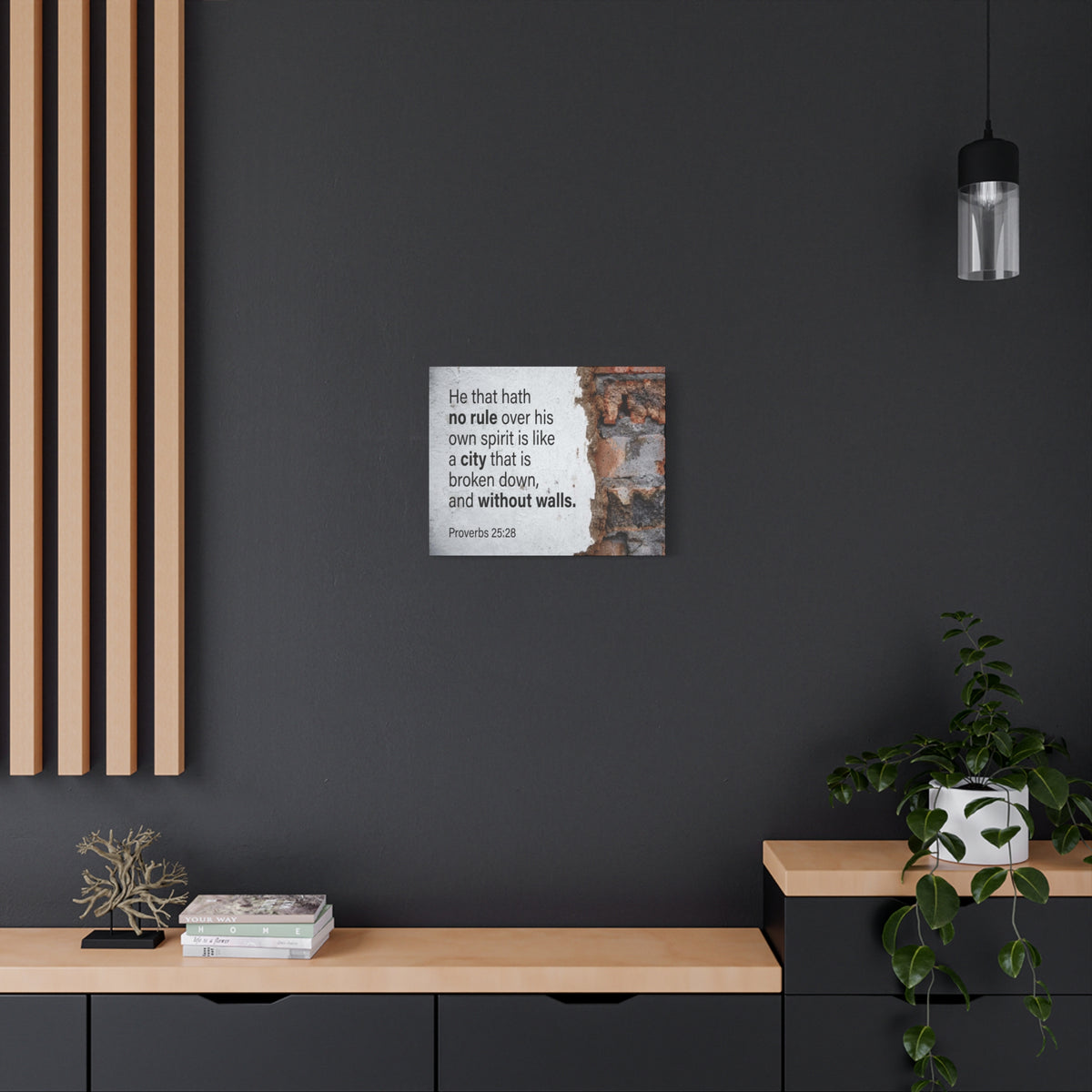 Scripture Canvas No Rule Without Walls Proverbs 25:28 Christian Wall Art Bible Verse Print Ready to Hang