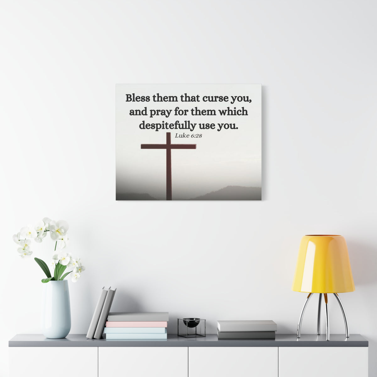 Scripture Canvas Pray For Them Luke 6:28 Christian Wall Art Bible Verse Print Ready to Hang