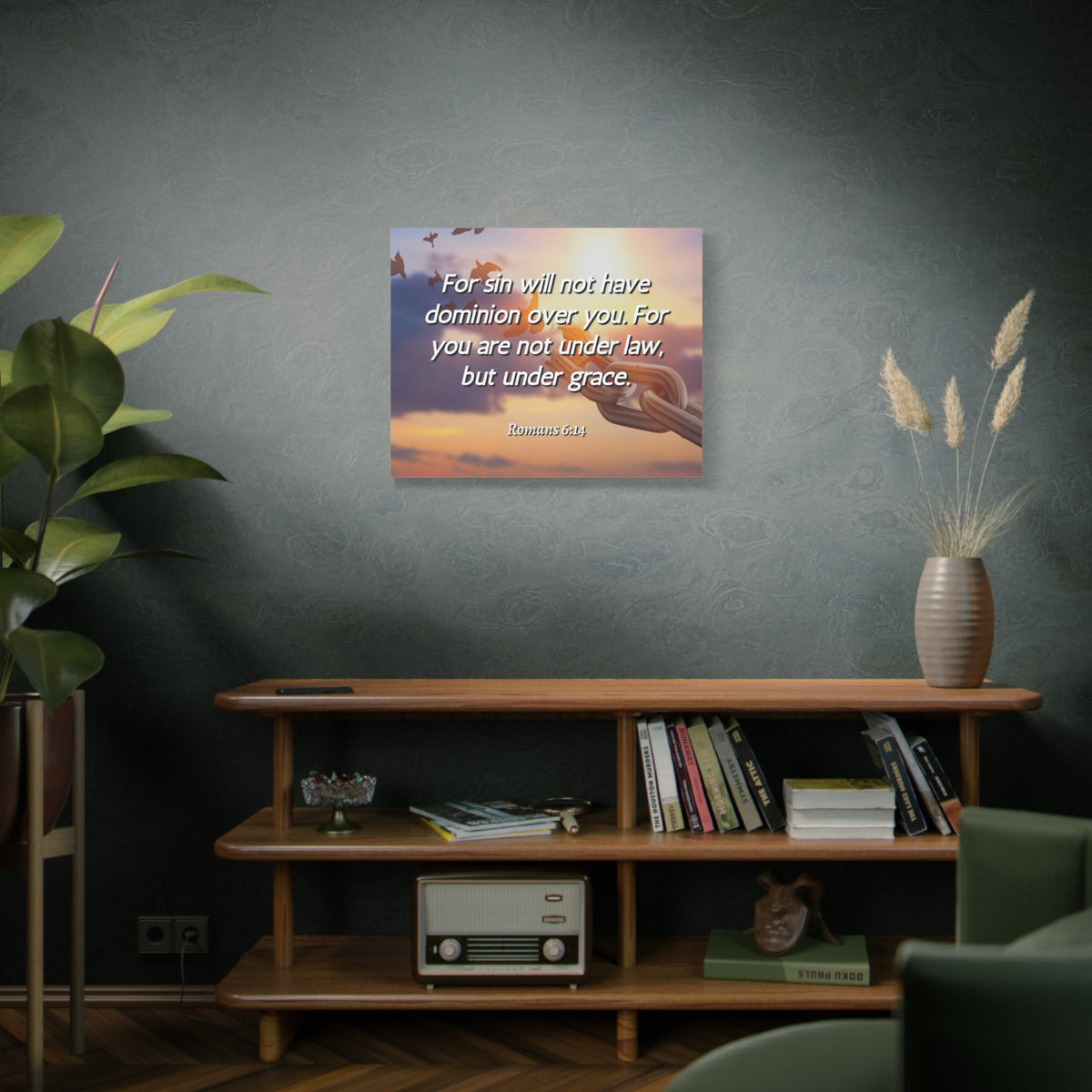 Scripture Canvas Grace Romans 6:14 Christian Wall Art Bible Verse Print Ready to Hang