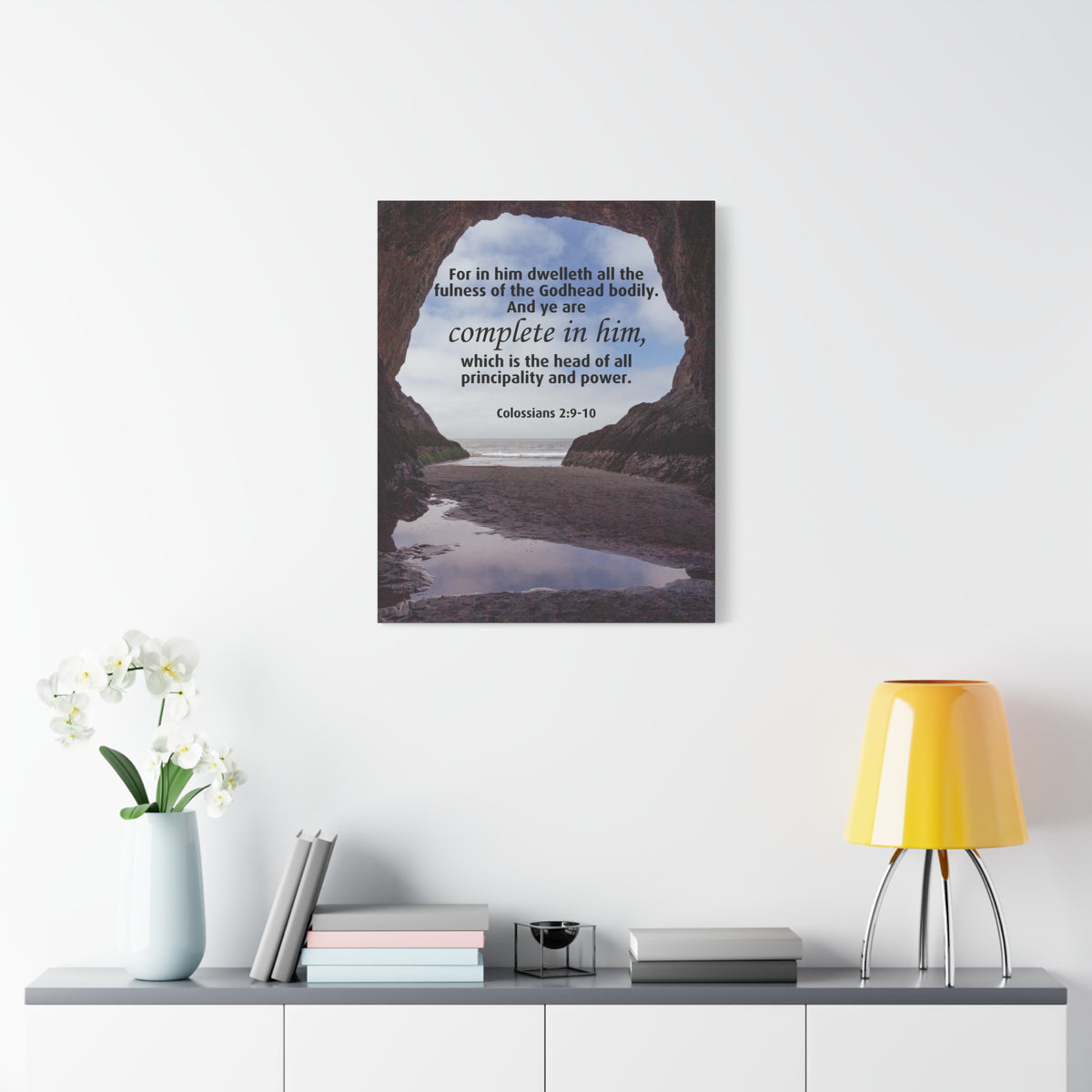 Scripture Canvas Principality and Power Colossians 2:9-10 Christian Wall Art Bible Verse Print Ready to Hang
