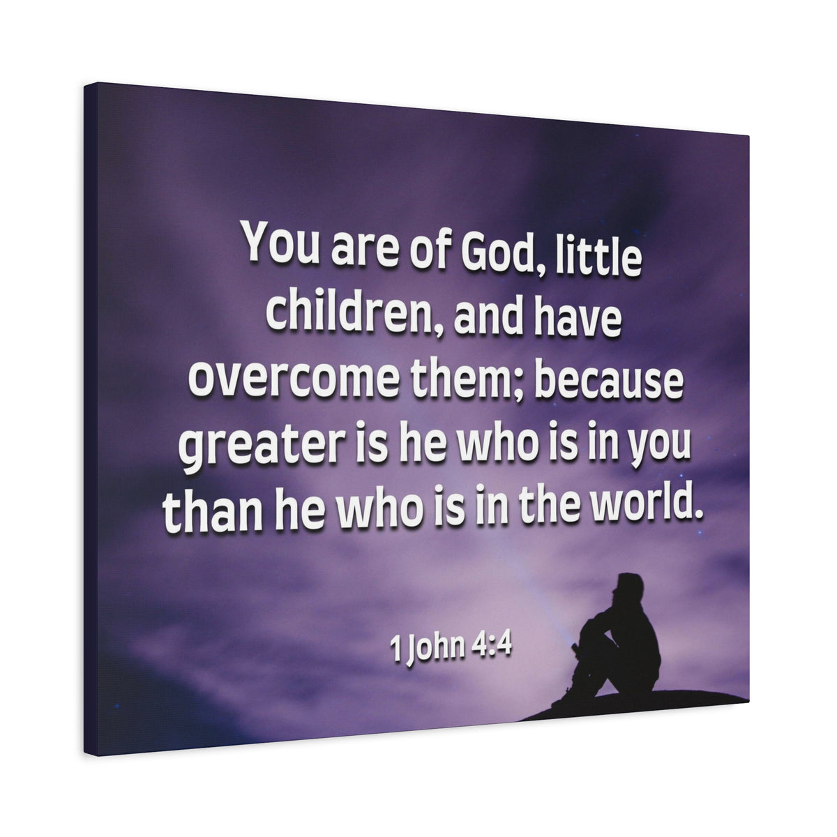 Scripture Canvas Overcome 1 John 4:4 Christian Wall Art Bible Verse Print Ready to Hang