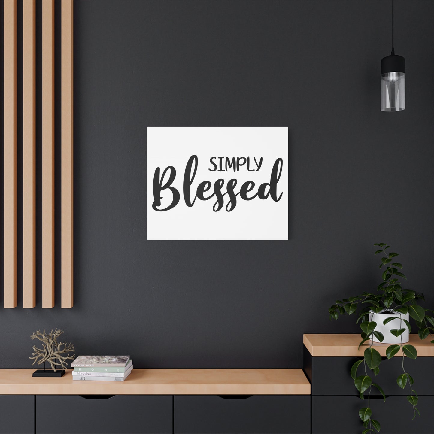 Scripture Canvas Simply Blessed Psalm 33:12 Cursive Christian Wall Art Bible Verse Print Ready to Hang