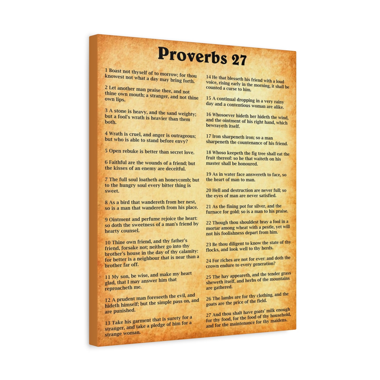 Scripture Walls Proverbs Chapter 27 Gold Bible Canvas Christian Wall Art Ready to Hang Unframed