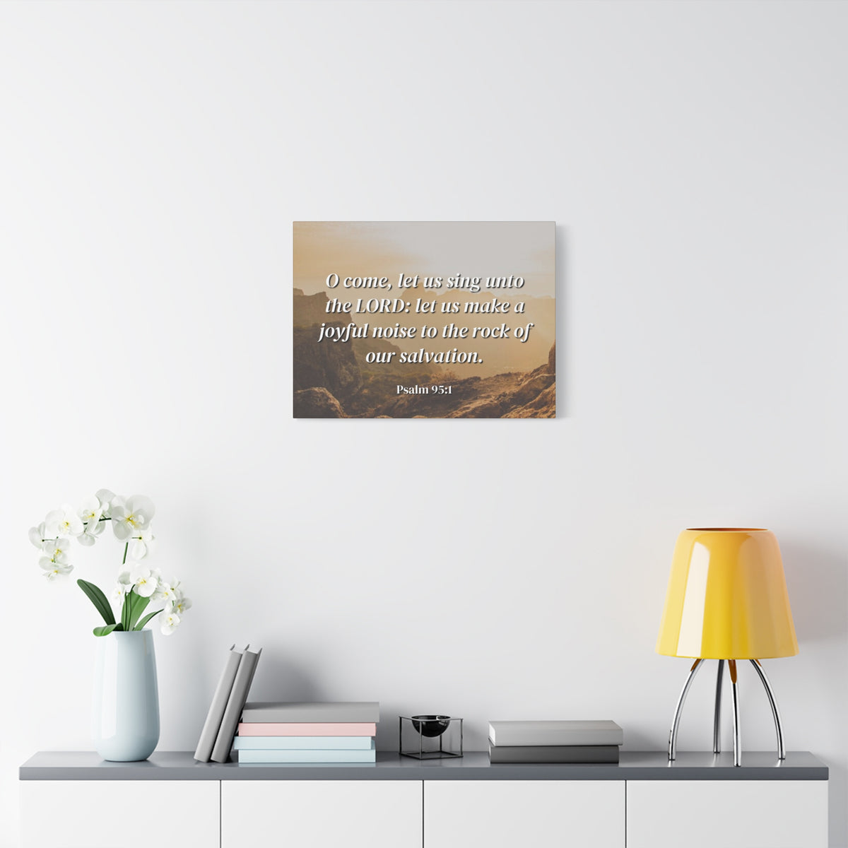 Scripture Canvas Our Salvation Psalm 95:1 Christian Wall Art Bible Verse Print Ready to Hang