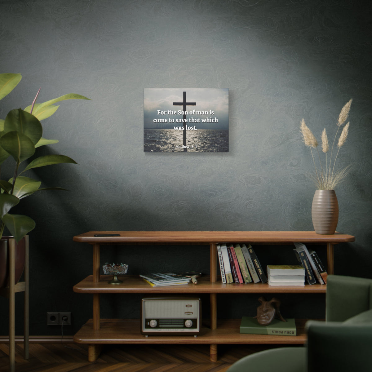 Scripture Canvas Christ Saves Matthew 18:11 Christian Wall Art Bible Verse Print Ready to Hang